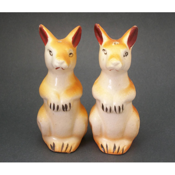 Vintage 50s Ceramic Kangaroo Salt and Pepper Shakers Made in Japan Kitchen Decor