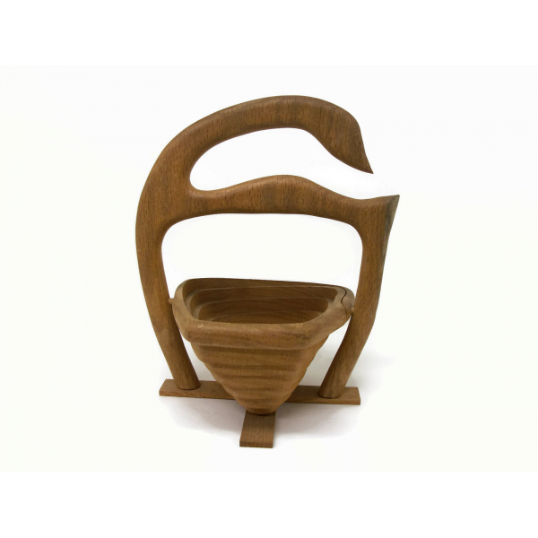 Vintage Solid Oak Wood Collapsible Trivet Basket Duck Goose Swan Shaped Wooden