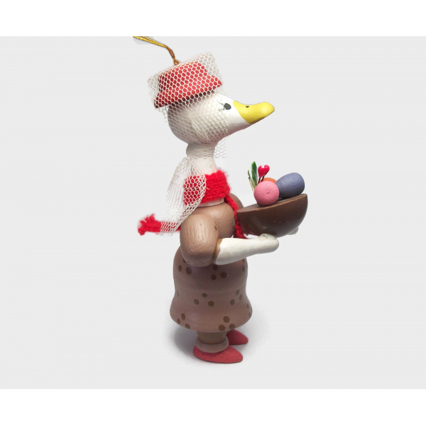 Vintage Wood Goose or Duck Christmas Ornament Anthropomorphic Holiday Decor