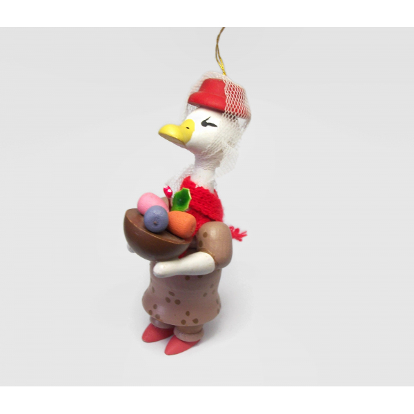 Vintage Wood Goose or Duck Christmas Ornament Anthropomorphic Animal Holiday