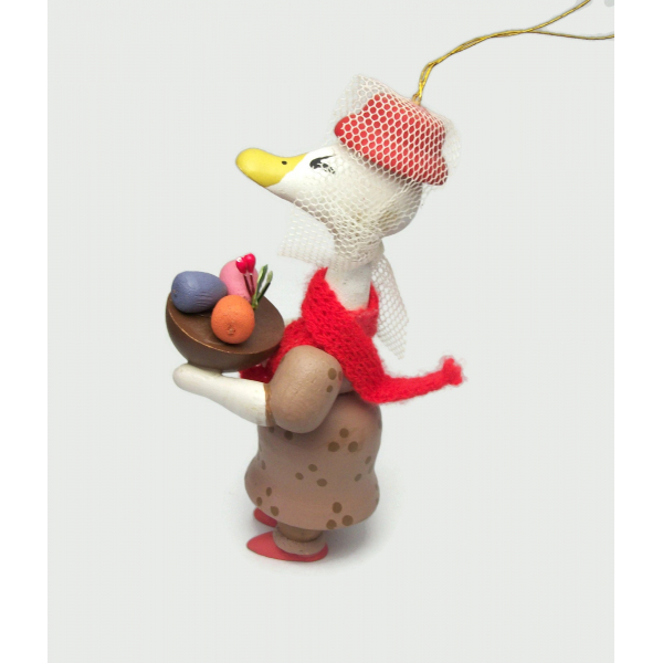 Vintage Wood Goose or Duck Christmas Ornament Animal Holiday Decoration