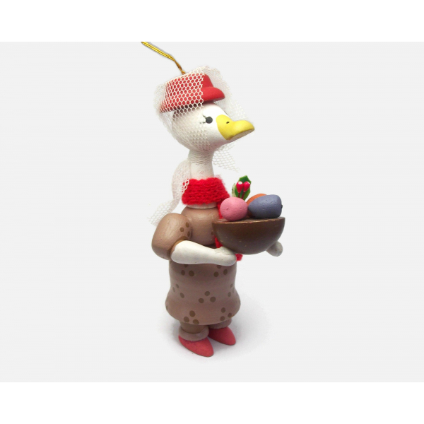 Vintage Wood Goose or Duck Christmas Ornament Anthropomorphic Animal Decoration