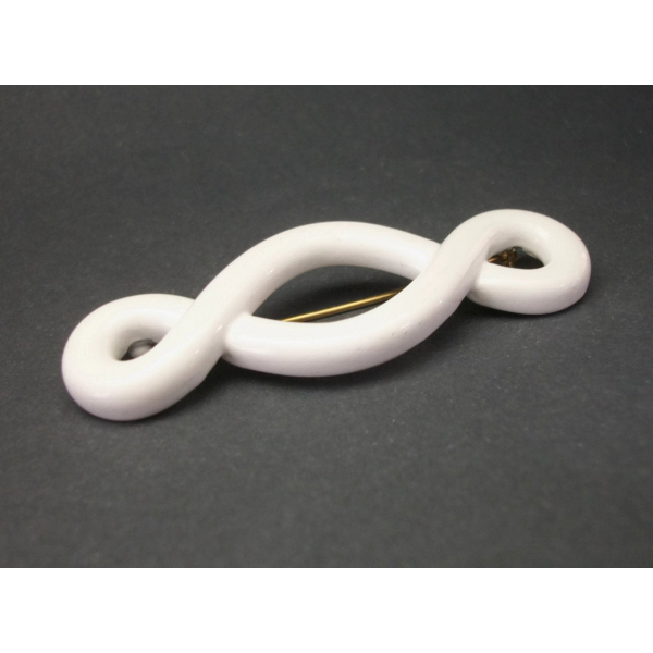 Vintage Monet White Enamel Metal Brooch Abstract Infinity Squiggle
