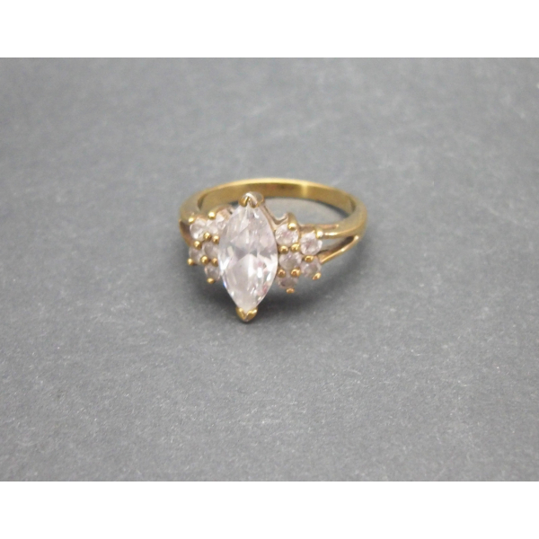 women's ring size 6 3/4 gold band marquise cut clear crystal