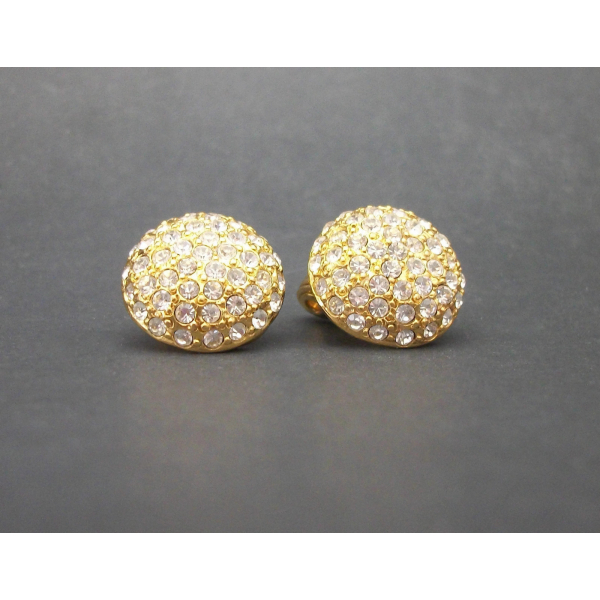 Monet Rhinestone Round Clip on Earrings Wedding Bride