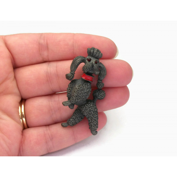 Vintage J.J. Jonette poodle brooch dog lapel pin