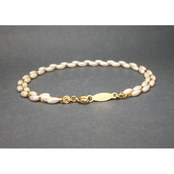 Dainty Napier Gold and Pearl Bead Bracelet for Women