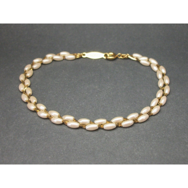 Dainty Napier Gold and Pearl Bead Bracelet for Women