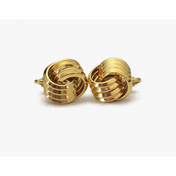 Vintage Gold Tone Knot Clip on Earrings Vintage Jewelry 3D Textured Knot Shaped