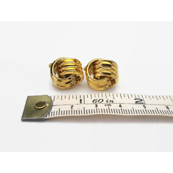 Vintage Gold Tone Knot Clip on Earrings Vintage Jewelry 3D Textured Knot Shaped