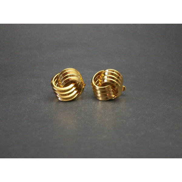 Vintage Gold Tone Knot Clip on Earrings Vintage Jewelry 3D Textured Knot Shaped