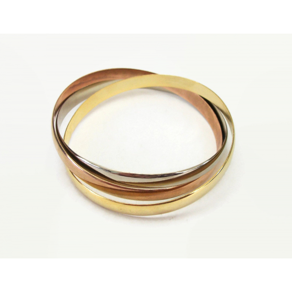 Vintage Copper Silver and Gold Tone Interconnected Bangles Mixed Metals