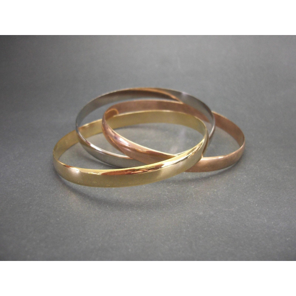 Vintage Copper Silver and Gold Tone Interconnected Bangles Mixed Metals