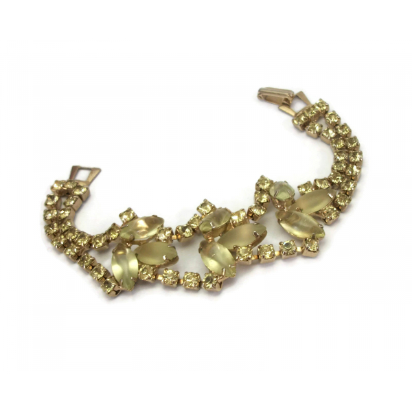 Vintage Juliana D&E Delizza and Elster Peridot or Citrine Rhinestone Bracelet