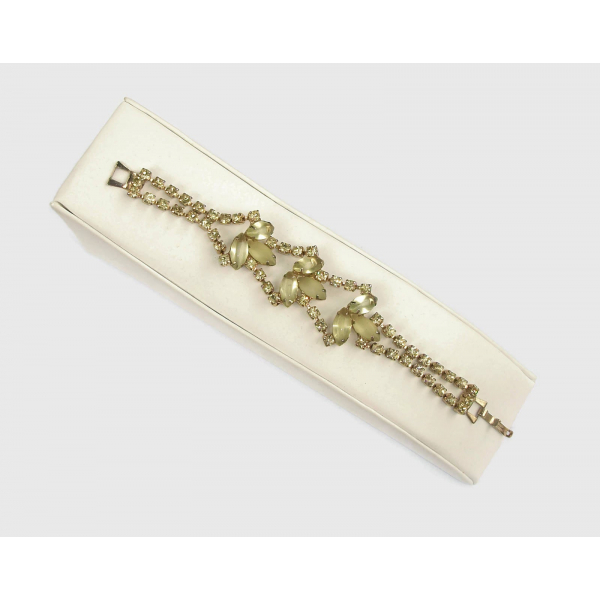 Vintage Juliana D&E Delizza and Elster Peridot or Citrine Rhinestone Bracelet
