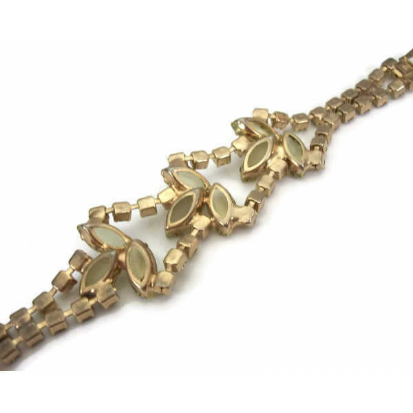 Vintage Juliana D&E Delizza and Elster Peridot or Citrine Rhinestone Bracelet