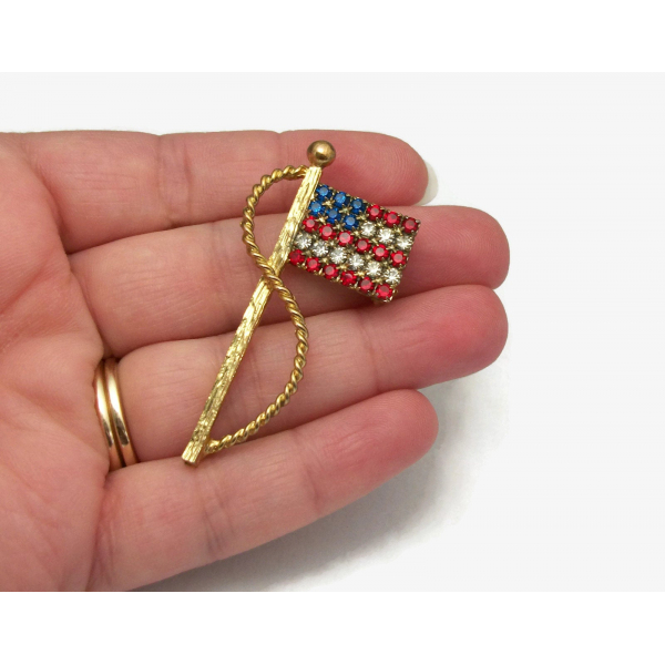 rhinestone american flag lapel pin
