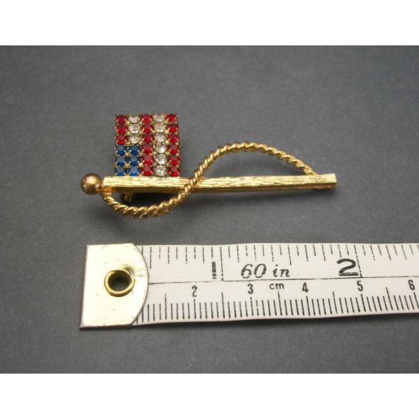 rhinestone American flag brooch