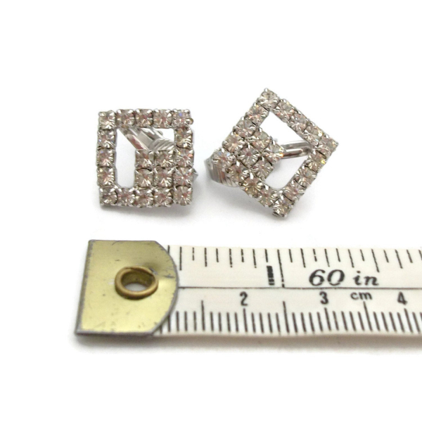 Rhinestone formal clip on earrings square