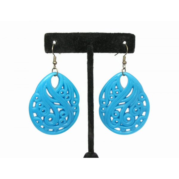 Big Blue Dangle Earrings Large Plastic