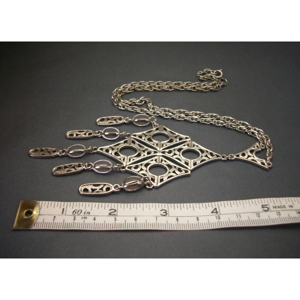 Large vintage silver medallion statement neckace
