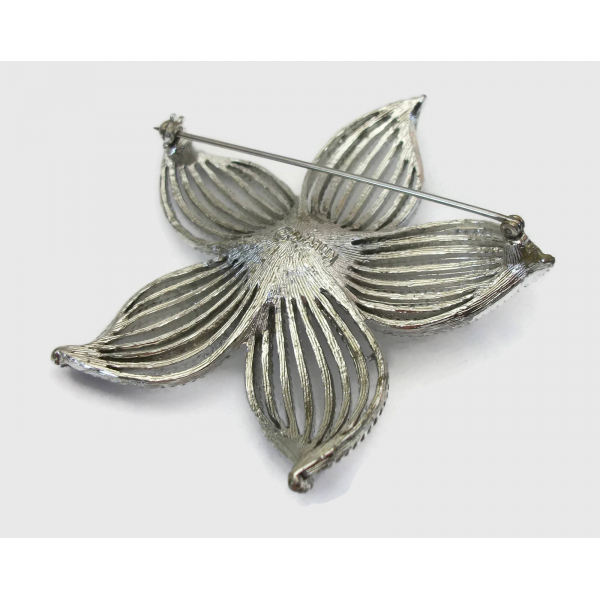 1960s Sarah Coventry Silver Flower Brooch Moonflower floral pin