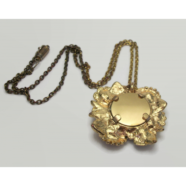 Vintage colorful rhinestone floral pendant necklace