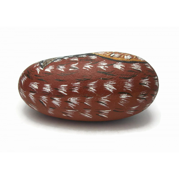 Back of Hand painted deer rock paperweight