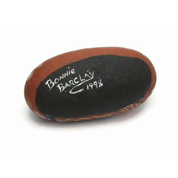 Artist signature on hand painted stone