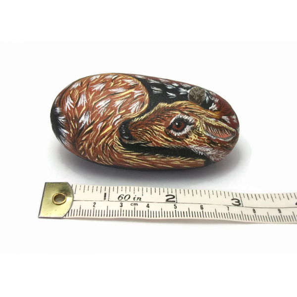 Hand painted deer rock paperweight