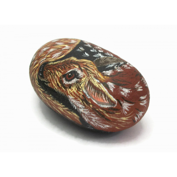 Hand painted deer rock paperweight
