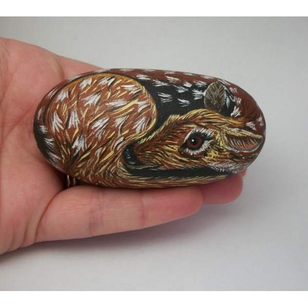 Hand painted deer rock paperweight