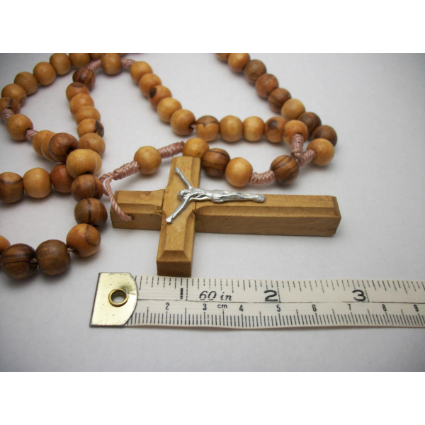 Measurements of Jerusalem olive wood rosary cross