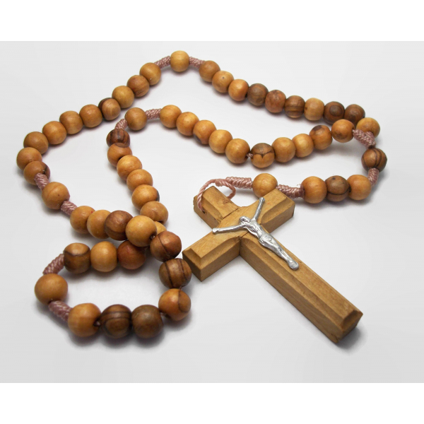 Olive wood rosary beads made in Jerusalem