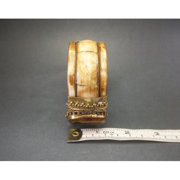 Bovine bone and brass hinged bracelet for men and women