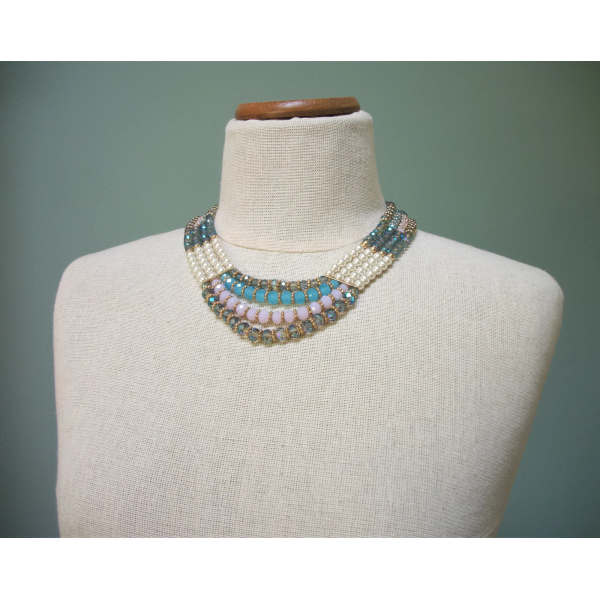 Vintage pearl beaded necklace and bracelet set