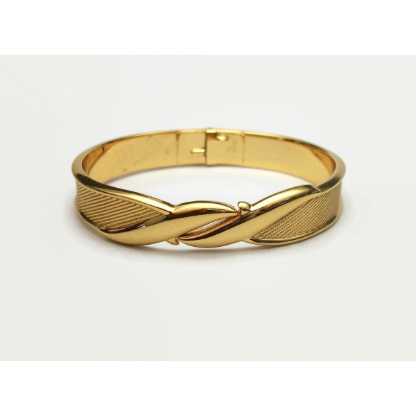 Vintage Monet Clamper Bracelet Gold Tone Metal Hinged Bangle Textured Gold Women s Bracelet Felt in My Heart Vintage