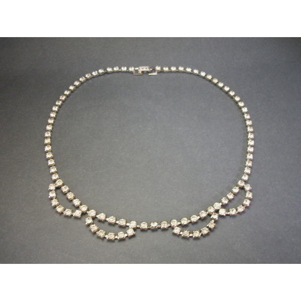 Vintage Rhinestone Scalloped Wedding Choker 14 1/2 inch