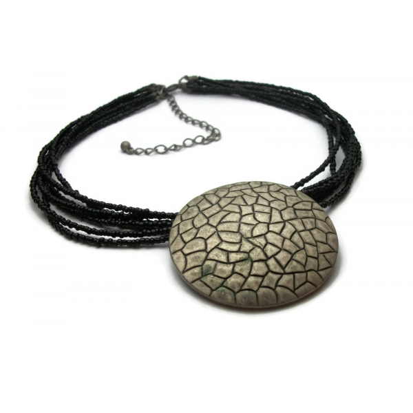 brutalist silver and black multistrand necklace