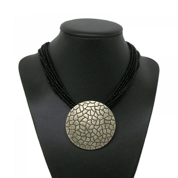 brutalist silver and black multistrand necklace