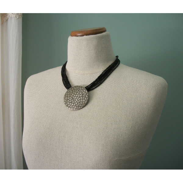 brutalist silver and black multistrand necklace