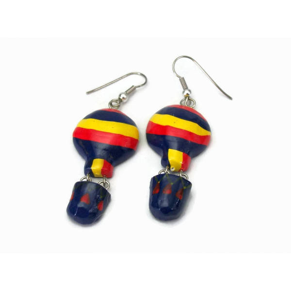 Rainbow hot air balloon earrings
