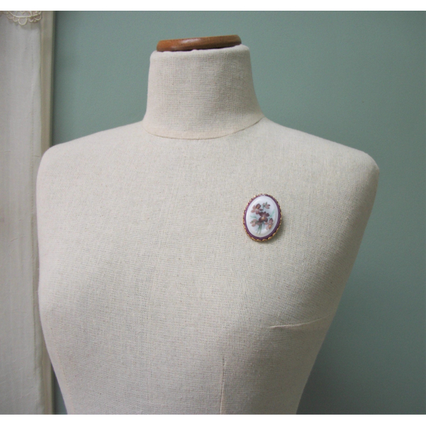 vintage purple and white flower pin