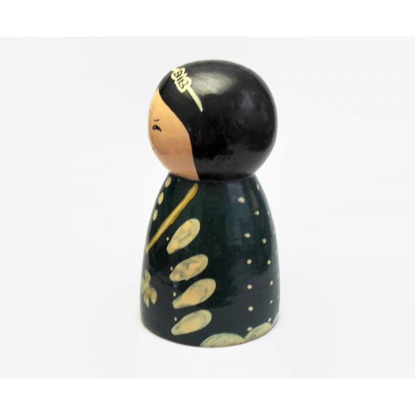 Green wood Kokeshi doll