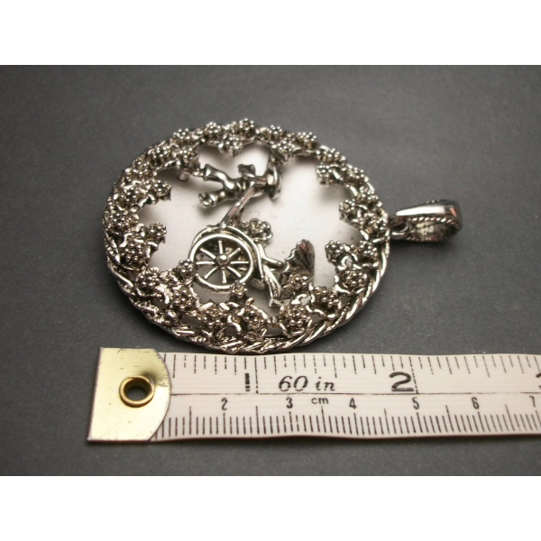 Vintage silver Asian rickshaw pendant