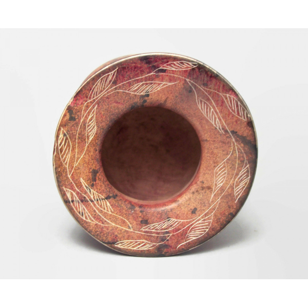 Top view of small stoneware vase