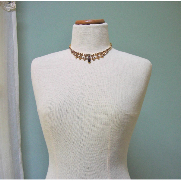 Purple rhinestone choker necklace for wedding