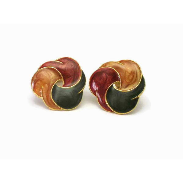 Vintage Fall & Winter Brown Earrings with Amber Resin Stone Crystal Caramel  Color Women's Clip on Earrings Non Piercied Ears