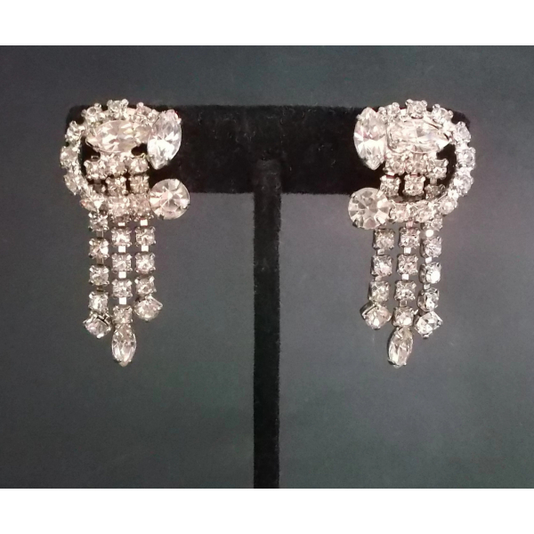 Vintage scew back rhinestone wedding earrings