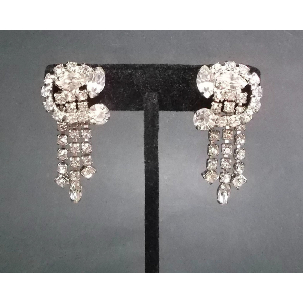 Vintage clear crystal rhinestone wedding earrings